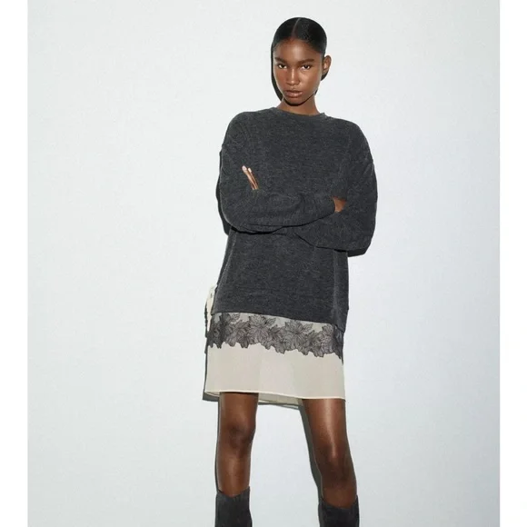 Zara Soft Effect Combination Dress - Picture 1 of 8